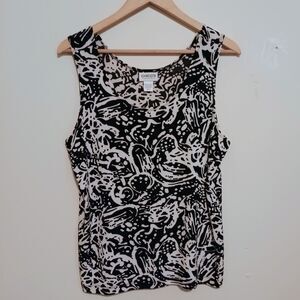 Chicos Travelers Abstract Floral Sleeveless Top-Size 3/ US XL-Slinky-Wrinkle Res